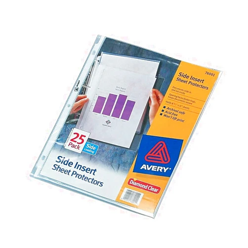 Avery Diamond Clear Secure Side-Load Sheet Protectors, Heavyweight, 25 Page Protectors (76001)