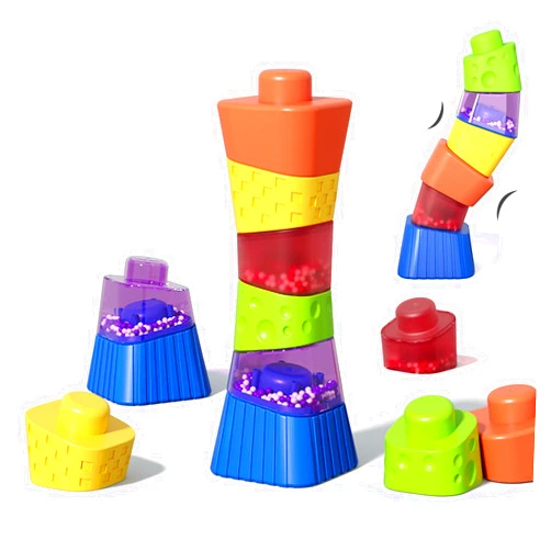 FOSENHL Irregular Balance Stacking Blocks Baby Toys for Toddlers and Kids,Building Blocks Sensory Activity Toy Set with Irregular Colorful Shapes and Materials