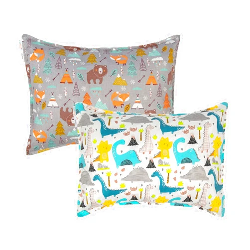 ALVABABY Toddler Pillowcases Fits 13 x 18 inch and 12x 16 inch Kids Pillow 2 Pack Cotton Baby Bedding Pillow Cover Envelope Children Kids Sleep Pillowcases for Boys Girls Dinosaur Bear 2TPW09