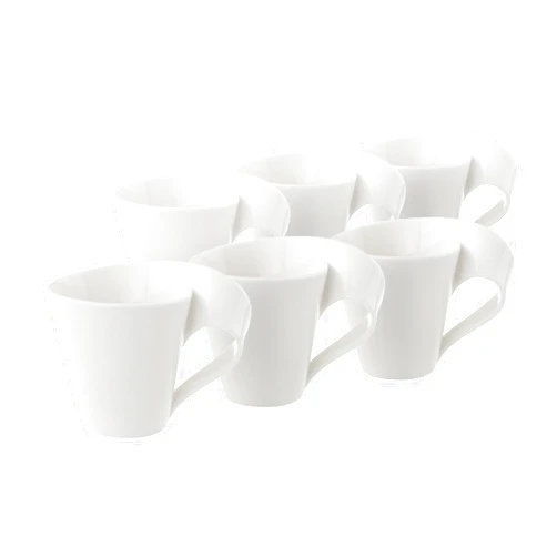 Villeroy & Boch Newwave 2L (10) (ML-2525, Elegant Coffee Cup Made of Porcelain, Curved Shape – Suitable for 6 Persons, 6 Cup, White, 32 x 21.5 x 9.5 cm 6 Units
