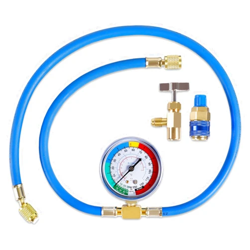 YSTOOL AC U Charge Hose with Gauge Car Refrigerant R134a Recharge Tool Kit Auto Air Conditioner Charging Hose 250PSI Low Pressure Meter Brass 1/4