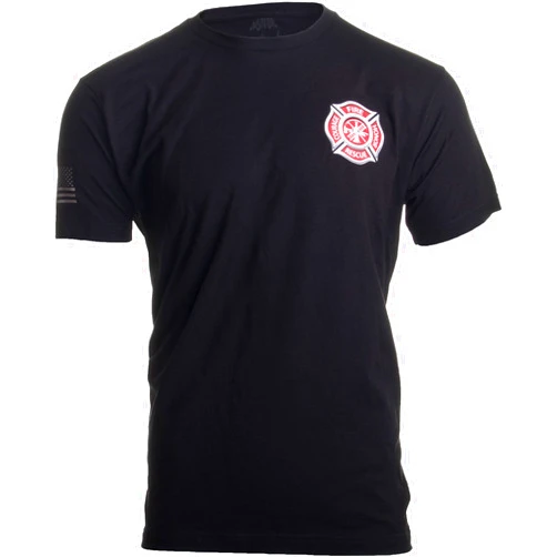 Ann Arbor T-shirt Co. Firefighter Maltese Cross | Fire Fighter Rescue Courage Honor Red Line T-Shirt