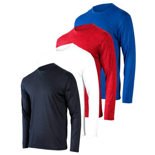 Real Essentials 4 Pack: Men's Dry-Fit UV Moisture Wicking UPF 50+ SPF Sun Protective Fishing Hiking Swim Long Sleeve Shirt