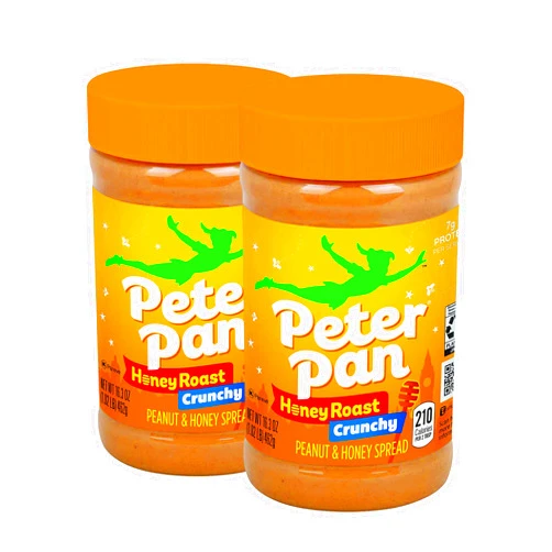 KMWA Peter Pan Crunchy Honey Roast Peanut Spread, 16.3 oz (Pack of 2)