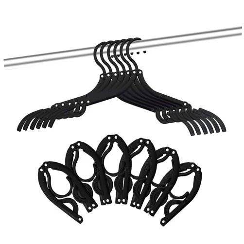 Trubetter 12 PCS Travel Hangers - Cruise Ship Essentials Portable Folding Clothes Hangers Travel Accessories Foldable Clothes Drying Rack for Travel (Black)