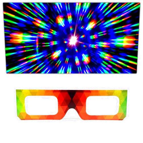 GloFX Paper Cardboard Diffraction Glasses – Geometric Rainbow (10 Pack)