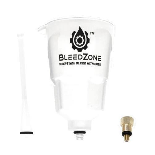 BleedZone Bike Brake Bleed Funnel and M4 Funnel Adapter for Zoom Brakes, Bleed Kit for Hydraulic Brakes Compatible with SRAM DB8, Maven and Motive Brake Bleeding Kit Threaded Bleeder Tool with Stopper