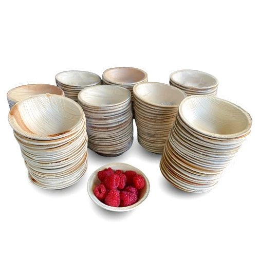 Raj Unique Collection Raj Disposable Palm Leaf Bowls Strong and Reusable Like Bamboo Party Bowls - Decorative Compostable Tableware for Lunch, Dinner, Birthday, Camping, Outdoor, BBQ, Picnic, Parties (200 Count, 4