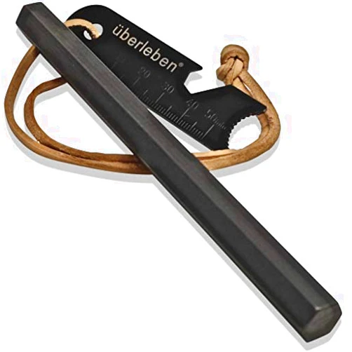 überleben Überleben Ferro Rod Fire Starter for Survival w/Fire Striker (Up to 20,000 Strikes) - Compact Fire Steel for Hiking, Emergency Kit - Waterproof Flint and Steel - Camping Ferrocerium Rod with Striker