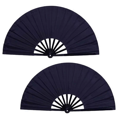 DYMSUP 2 Pcs Black Large Folding Hand Fan Foldable, Big Loud Clack Fan Vintage Festival Chinese for Men Women Dance Bridgerton Tea Party Decorations