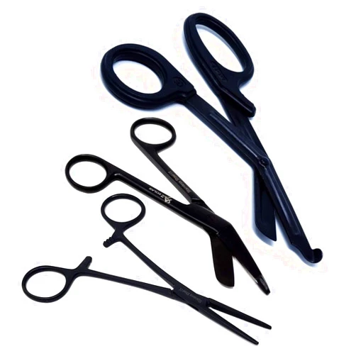 A2Z SCILAB Set of 3 pcs Fluoride Black Coated Trauma Paramedic EMT Shears with Bandage Scissors 5.5