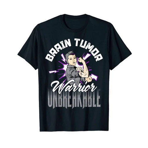 Funny Support Brain Cancer Graphic & More Brain Tumor Warrior Unbreakable Cancer Awareness Graphic T-Shirt
