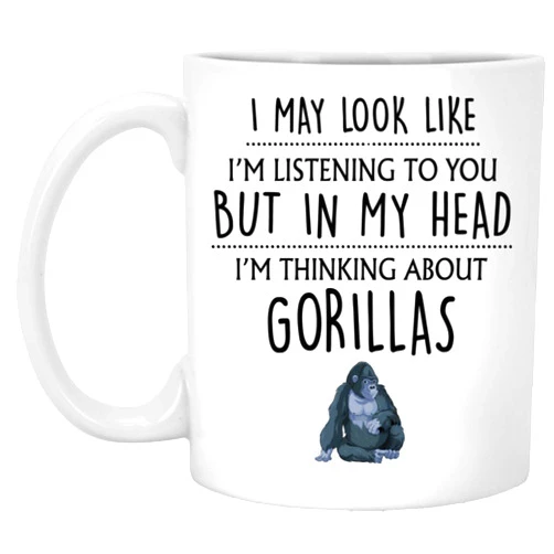 Q.PaddyShops Gorilla Gift, Gorilla Mug, Gorilla Lover Gift, Funny Gorilla Gifts, Gifts For Gorilla Lovers, Women, Men, Him, Dad, Her, Crazy Gorilla Lady 11oz