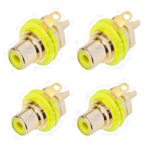 rean (4 Neutrik NYS367-4 Gold Plated RCA Phono Chassis Mount Socket Jack Yellow