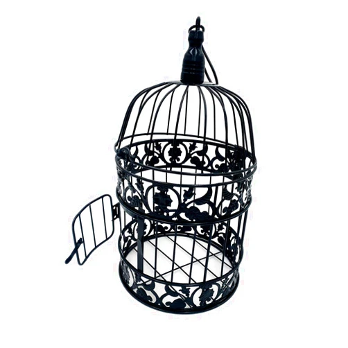 PET SHOW Round Birdcages Wedding Gift Cards Holder Metal Wall Hanging Bird Cage for Small Birds Party Indoor Ourdoor Decoration 10.6“ Black Pack of 1