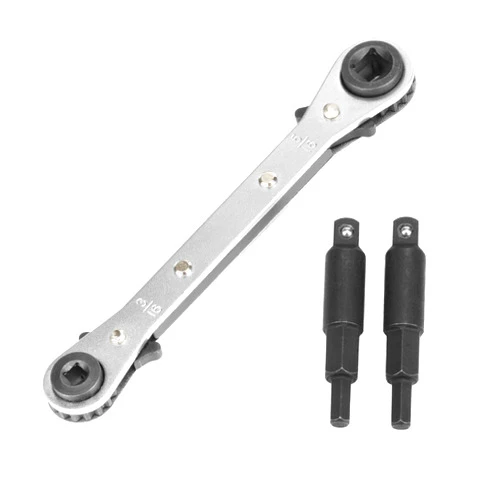 Timsec HVAC Service Wrench, Refrigeration Wrench With 2 Pcs HVAC Hexagon Bit Adapter, Premium AC Tools for HVAC, Refrigeration Equipment Repair (3/16”, 1/4”, 5/16”, 3/8”)