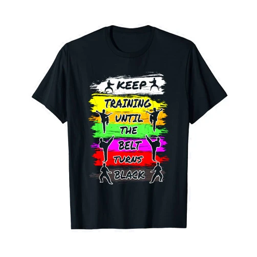 Karate Stuff Gifts & Martial Arts Shirts for Kids Keep Training Until The Belt Turns Black Retro Karate T-Shirt