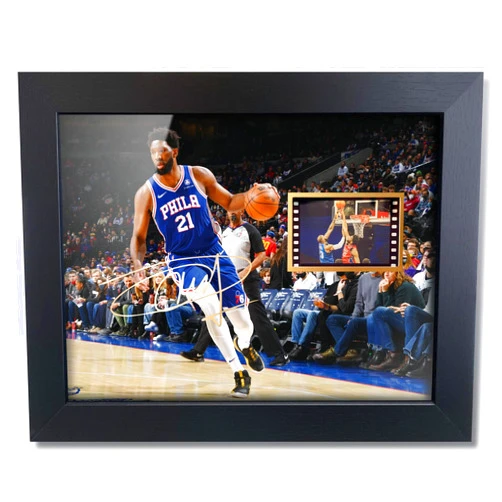 sufenvera Sports Fans Poster - Print Signed Joel Embiid Framed Mini Film Photo Display,Gifts for Basketball Fans 8x6 Inches