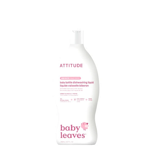 ATTITUDE Baby Dish Soap and Bottle Cleaner, EWG Verified Dishwashing Liquid, No Added Dyes or Fragrances, Tough on Milk Residue and Grease, Vegan, Unscented, 23.7 Fl Oz