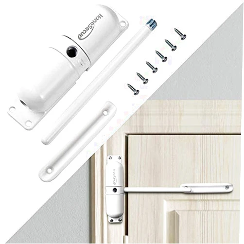 HoneSecur Safety Spring Door Closers, Adjustable Closing Door Hinge, Automatic Stopper Fire Rated, to Convert Hinged Doors to Self Closing Doors - White