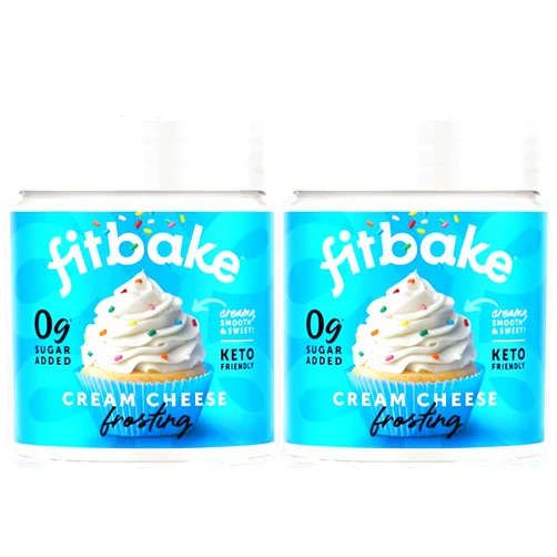 FitBake Cream Cheese Frosting 2 Pack | Keto Frosting for Low Carb Desserts | Sugar Free Cream Cheese Keto Icing | 0g Net Carbs Per Serving | Gluten Free | Naturally Sweetened Low Carb Food Keto Friendly 16 oz (2 Pack)