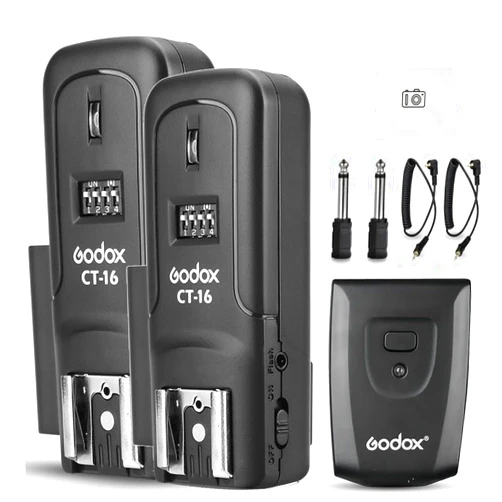 Godox CT-16 Wireless Flash Trigger with Receiver Kit,433MHz 3 in 1 Flash Transmitter and Receiver Compatible for Canon Nikon Pentax Olympus DSLR Camera Flash Speedlight Trigger,Studio Flash Lighting