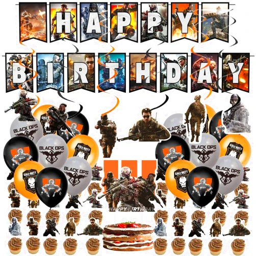 OU SHI Game Call Birthday Party Supplies,Game Of Duty Theme Party Decorations