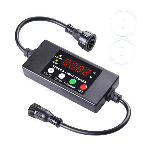 Aquabasik 12-24V Digital Controller Dimmer Timer with 2 Suckers Waterproof Joints for LED Aquarium Light Fish Tank