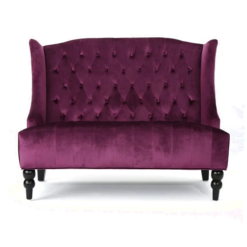 Christopher Knight Home GDFStudio Leona Modern Glam Tufted Velvet Wingback Loveseat, Raisin and Dark Brown