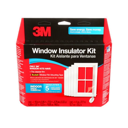 3M Indoor Window Insulation, Insulator Kit for 5 Windows 3ft x 5ft, Keeps Cold Air Out and Warm Air In, Includes Heat Shrink Window Film and Scotch Window Film Mounting Tape (2141W-6)