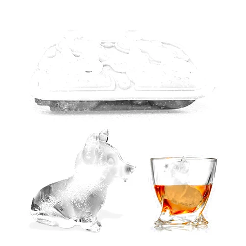 MIWOGA 3D Corgi Dog Ice Cube Mold Fun Shapes, Novelty Silicone Ice Cube Tray with Lid, Cute Craft Dachshund Gifts for Women, Big Dog Ice Cube Trays for Whiskey Cocktails Bourbon (Corgi Dog)