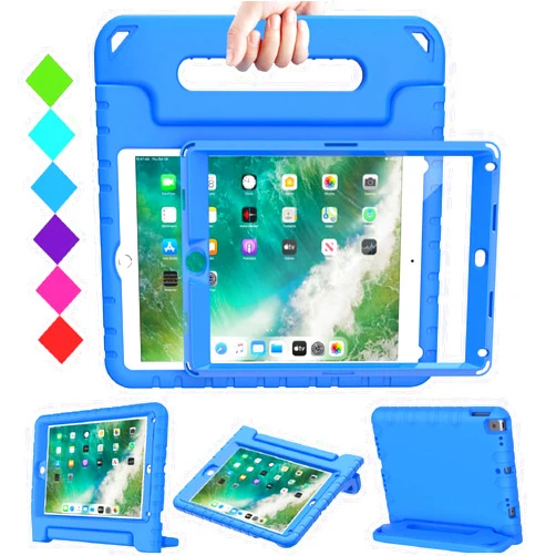 BMOUO Kids Case for iPad 9.7 Inch 2018/2017,iPad Air 2 - with Screen Protector, Shockproof Kids Case Cover Handle Stand Case for iPad 9.7 Inch 2017/2018 (iPad 5th and 6th Generation),iPad Air 2 - Blue