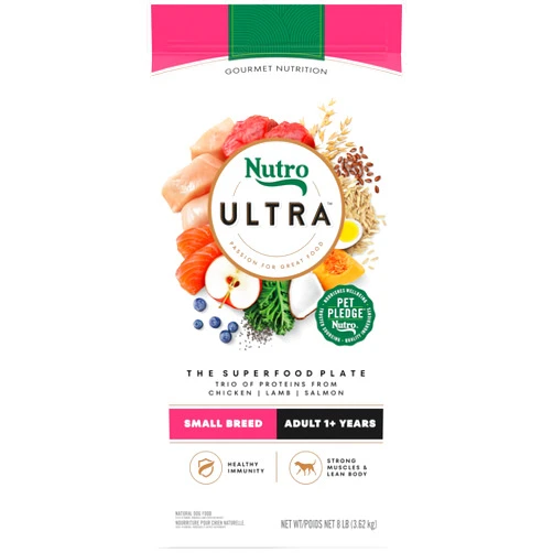 Nutro Ultra Adult Small Breed Dry Dog Food, Chicken, Lamb and Salmon Protein Trio, 8 lb. Bag