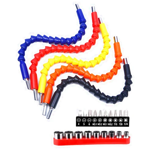 HSJCZMD Screwdriver Connectors,The Third Generation Flexible Shaft Bits,24 Pcs Screws and Sockets,Extension Screwdriver Bit Holder for Screws That are Not Easy to Remove