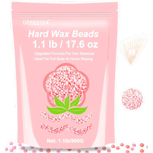 DÉPROZEA Hard Wax Beads - 1.1lb/17.6oz Wax beads for Hair Removal on Sensitive Skin, At-Home Waxing Refill for Brazilian Bikini Line,Body,Facial