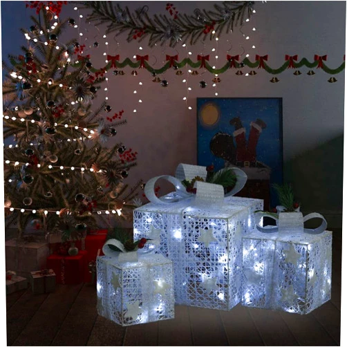 Youuihom Christmas Collection Decor Lights Decoration Decorative Boxes 3 pcs Silver for Christmas, Festivals, Birthday Parties, Weddings
