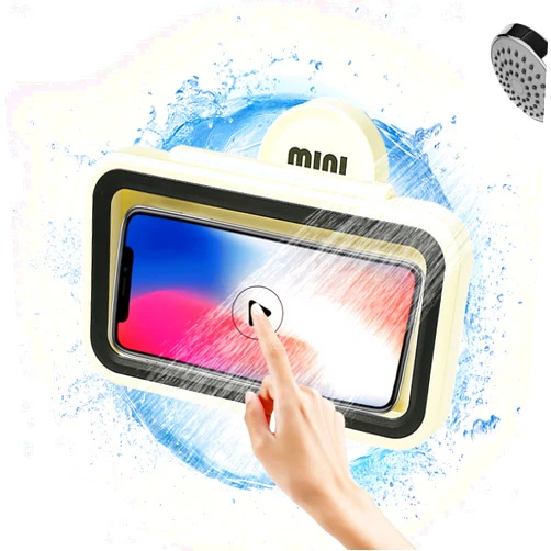 AYYOYYOY 【480° Rotation·Retractable Adjustment】 Waterproof Shower Phone Holder - Bathroom Wall Phone Mount Stand, Anti-Fog Water Proof Case for 4-7