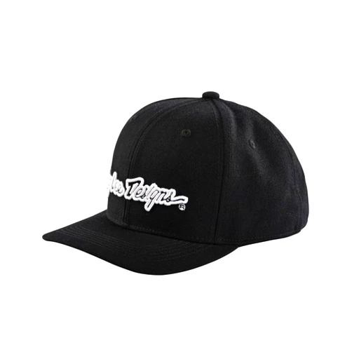 Troy Lee Designs Curved Snapback Hat, Signature Black/White, OSFA