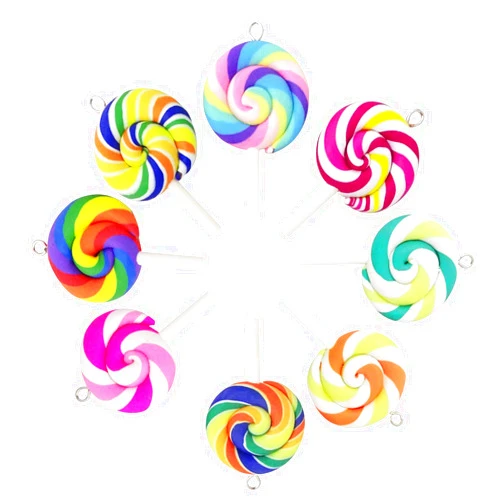 Honbay 8PCS Colorful Polymer Clay Lollipops Charms Pendant Candy Pendant for Earrings Bracelets Necklaces Jewelry Making and DIY Crafts