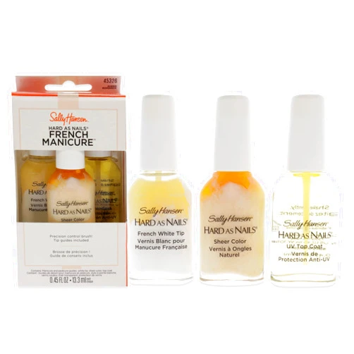Sally Hansen Hard As Nails French Manicure Set - 45326 Sheer Romance 0.45oz Sheer Color, 0.45oz French White Tip, 0.45oz UV Top Coat Women 3 Pc