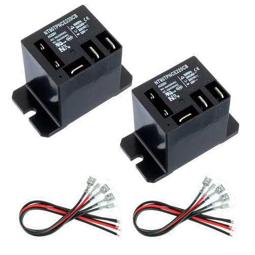 EPLZON NT90-AC220-10X Power Relay AC 220V Coil 120 VAC 30A 40A SPDT(1NO 1NC) with Flange Mounting and 10 Quick Connect Terminals Wires Mini Relay(Pack of 2pcs)