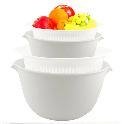 Cheeren 2 Sets 3 Qt，2 in 1 Kitchen Colander Set with Bowl Strainer ，BPA Free Plastic Fruits and Vegetable Washing Basket,Dishwasher Friendly Double Layered Drain Basin,for Pasta, Noodles, Rice and Food (Grey)