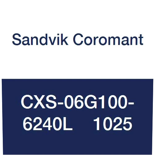 Sandvik Coromant, CXS-06G100-6240L 1025, Carbide CoroTurn XS Solid Carbide Tool for Grooving, Left Hand Cut, Without Coolant, 0 deg Lead Angle