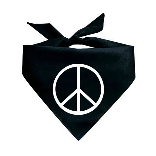 Tees & Tails Peace Sign Dog Bandana (Black, OS 458)