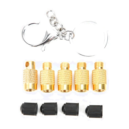 Aramox Tire Deflator Tool, Copper 4?in?1 Tire Deflator Portable Tyre Deflation Valve Tools for Offroad Vehicles with Valve Keychain Gold Accessories