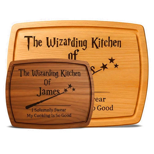 Generic Personalized Wizard Engraved Cutting Board – Custom Wooden Charcuterie Board & Serving Tray – Funny Wedding, Christmas & Housewarming Gift for Couples – Rustic Kitchen Decor & Magical Family Keepsake
