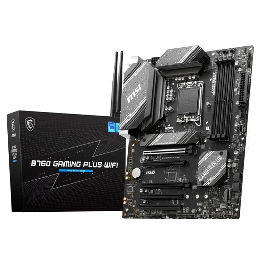 MSI B760 Gaming Plus WiFi Gaming Motherboard (Supports 12th/13th/14th Gen Intel Processors, LGA 1700, DDR5, PCIe 4.0, M.2, 2.5Gbps LAN, USB 3.2 Gen2, HDMI/DP, Wi-Fi 6E, Bluetooth 5.3, ATX)