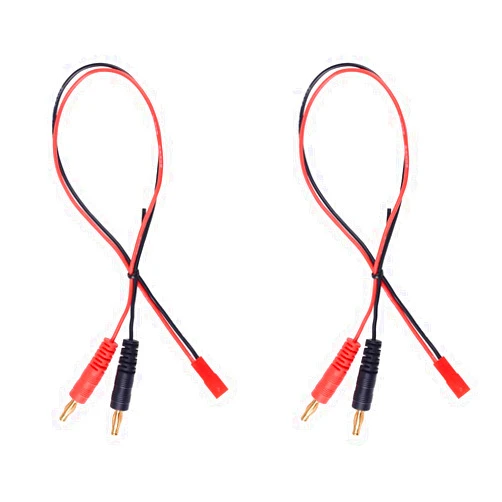 YXQ 2Pcs 4mm 4.0mm Male Banana Plug Connector Charge Lead to JST 20awg Soft Silicon Charging Cable Wire 30cm 11.8inch Lipo Parts for RC