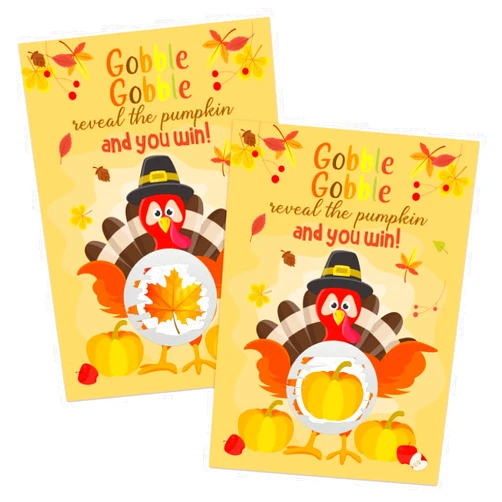SINORANGE 36 Pcs Turkey Scratch Off Card Games for Thanksgiving Party Family Activity - Thankful Raffle Tickets