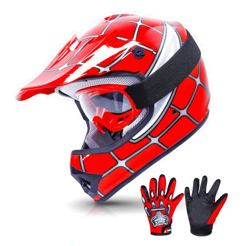 TCMT Dot Youth & Kids Motorcycle Off-Road Helmet Full Face Motocross Street Dirt Bike Mountain Bike BMX MX ATV Helmet+Goggles+Gloves New